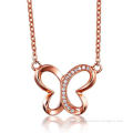 Butterfly Charm Necklace Rose Gold